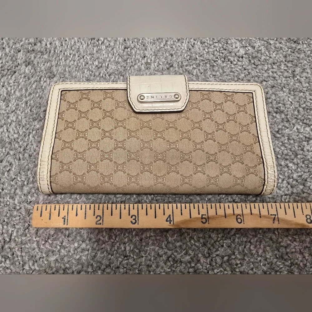 Celine Vintage Canvas Trifold Wallet Neutrals Classic Chic Luxury Minimalist